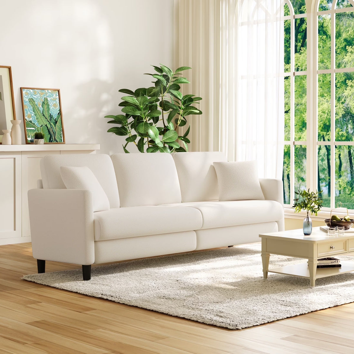 Domusensus Sofas for Living Room, 82" Loveseat Sofa, Couches for Living Room Included 2 Pillows, Teddy Fleece Love Seat Couches, Small Couch, Blue