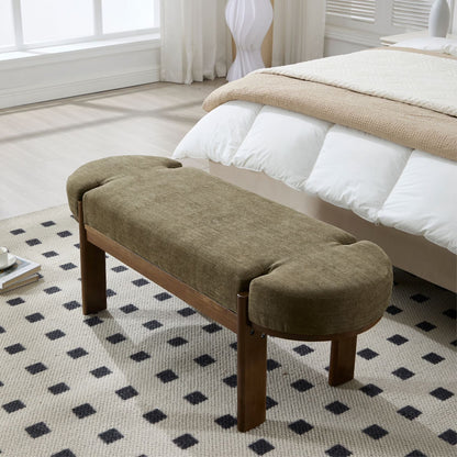 Dayalane 51" Modern Upholstered Bedroom Bench, Linen End of Bed Bench with Wooden Legs for Living Room, Entryway,Hallway Footrest, Beige