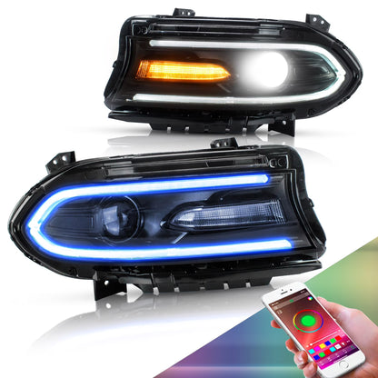 VLAND for Dodge Charger 2011 2012 2013 2014 Dual Beam Projector Headlights Replacement Assembly