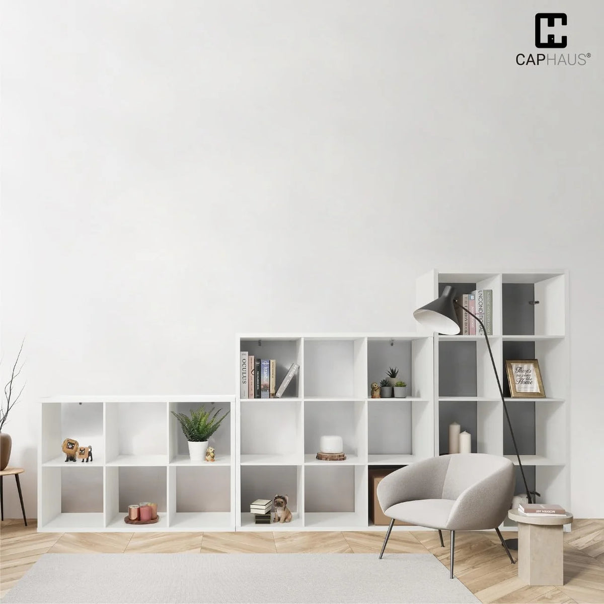 Sturdy Room 13-Inch Cube Storage Organizer Shelf, with Extra Thick Exterior Edge, Open Storage Shelf Divider, Bookcase, 6-Cube / 8-Cube / 9-Cube, Colors Available in Grey Oak and White