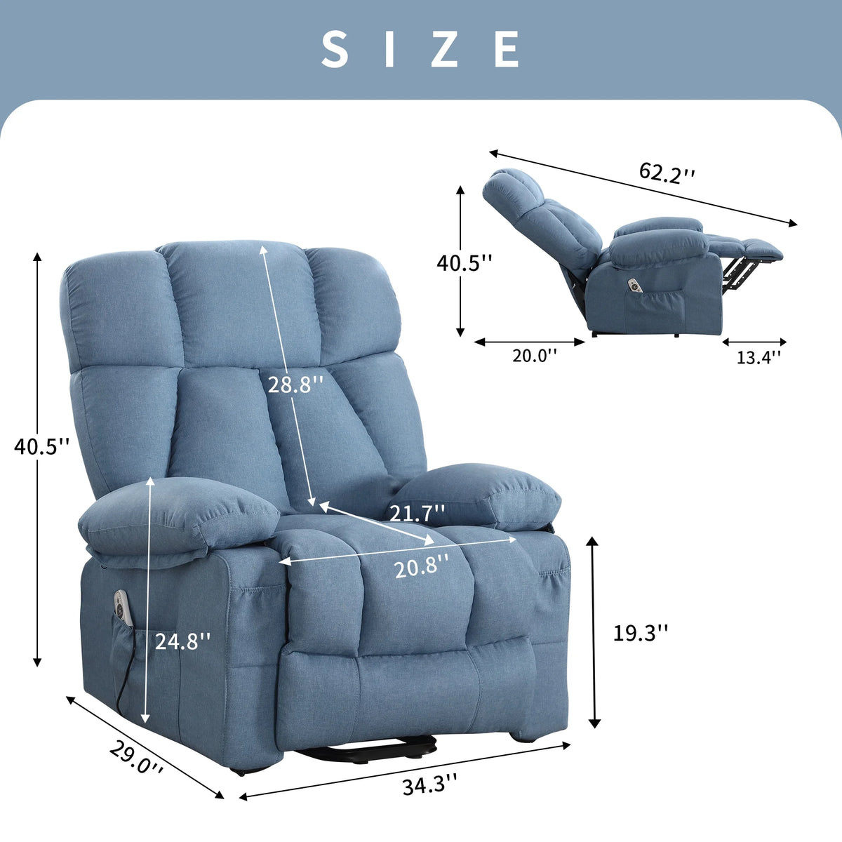 JONPONY Power Lift Recliner Chair Recliners for Elderly with Heat and Massage Recliner Chair for Living Room with Infinite Position and Side Pocket,USB Charge Port,Brown