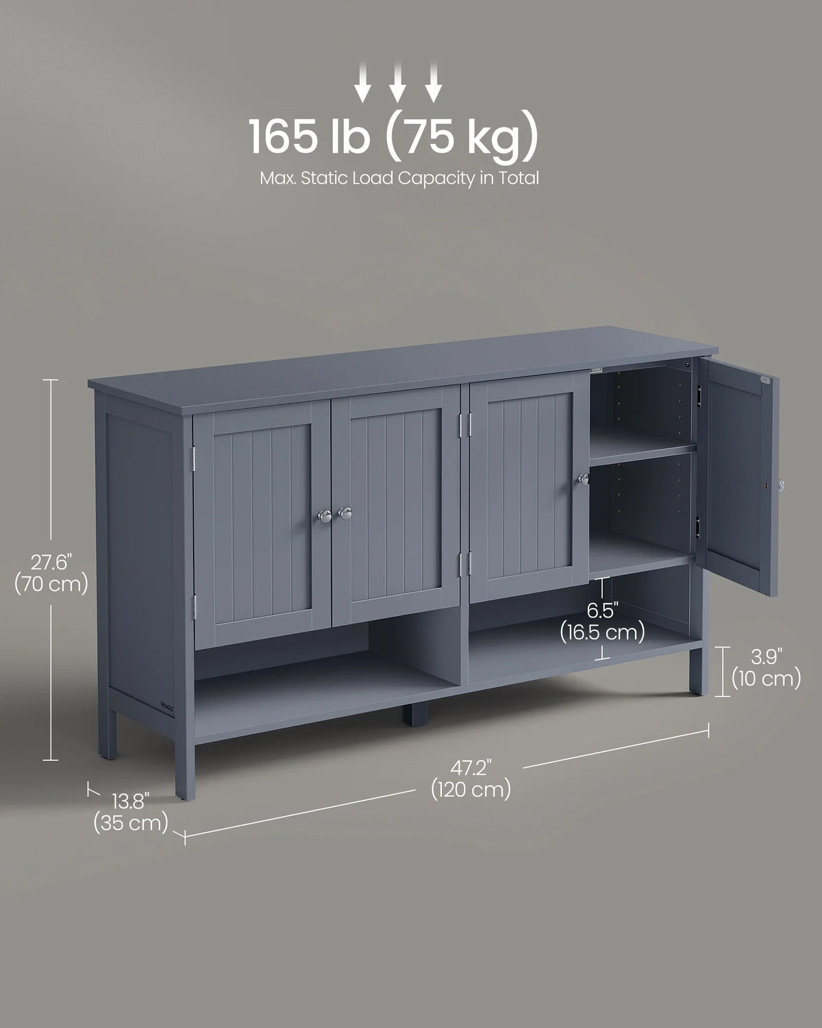 Shoe Cabinet, 3-Tier Shoe Storage Organizer, shoe shelf, Modern Country Cabinet,Freestanding Cabinet with Height-Adjustable Shelf, 13.8 x 47.2 x 27.6 Inches, Entryway, CloudWhite
