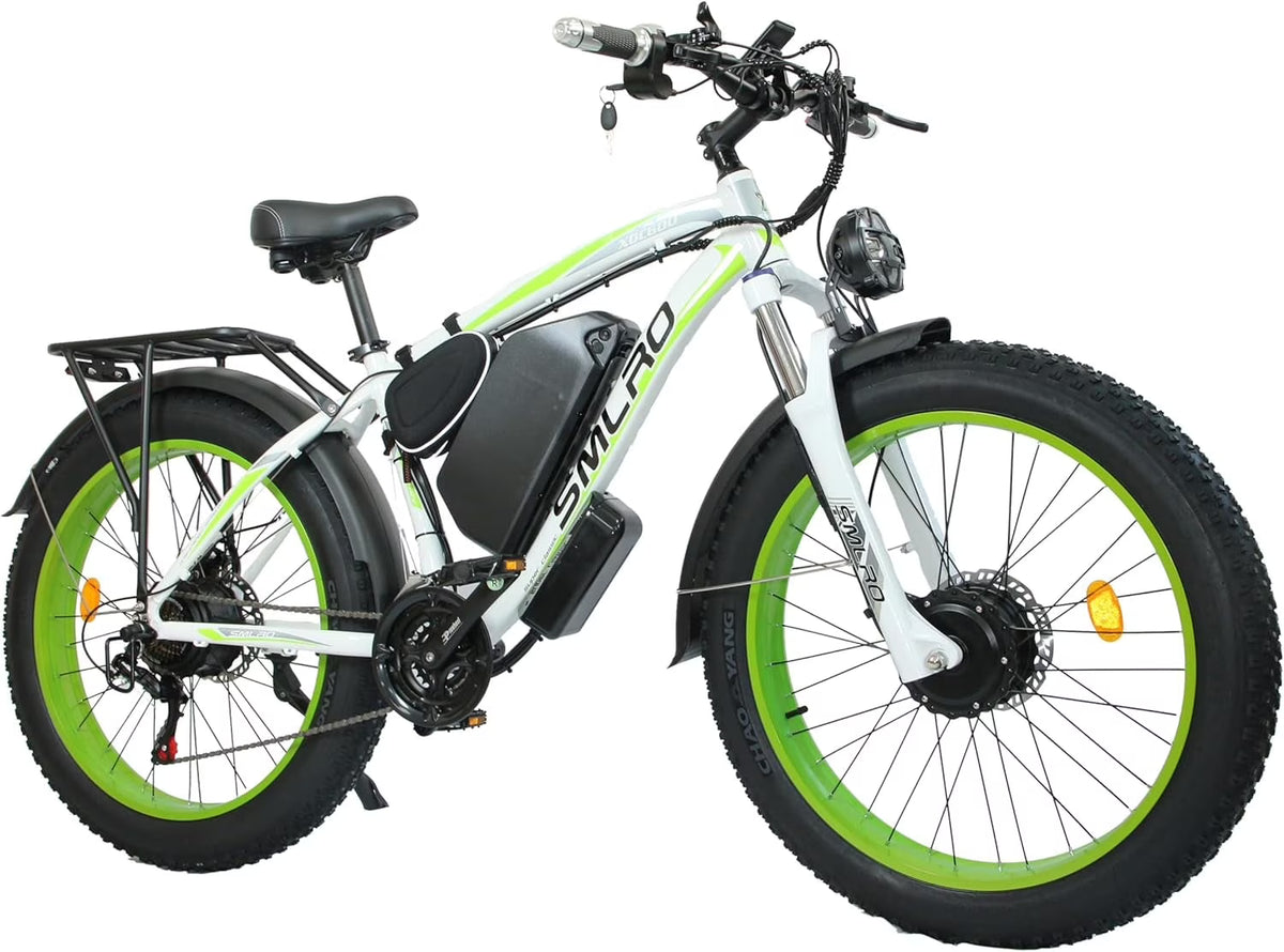 3000W Peak Dual Motor Ebike, 52V 30AH Battery Electric Bike for Adults, 7-Speed 40MPH AWD Ebike Mountain Snow E-Bike with 26" x 4.0 Fat Tire MTB Hydraulic Disc Brake  for Off-Road Snow