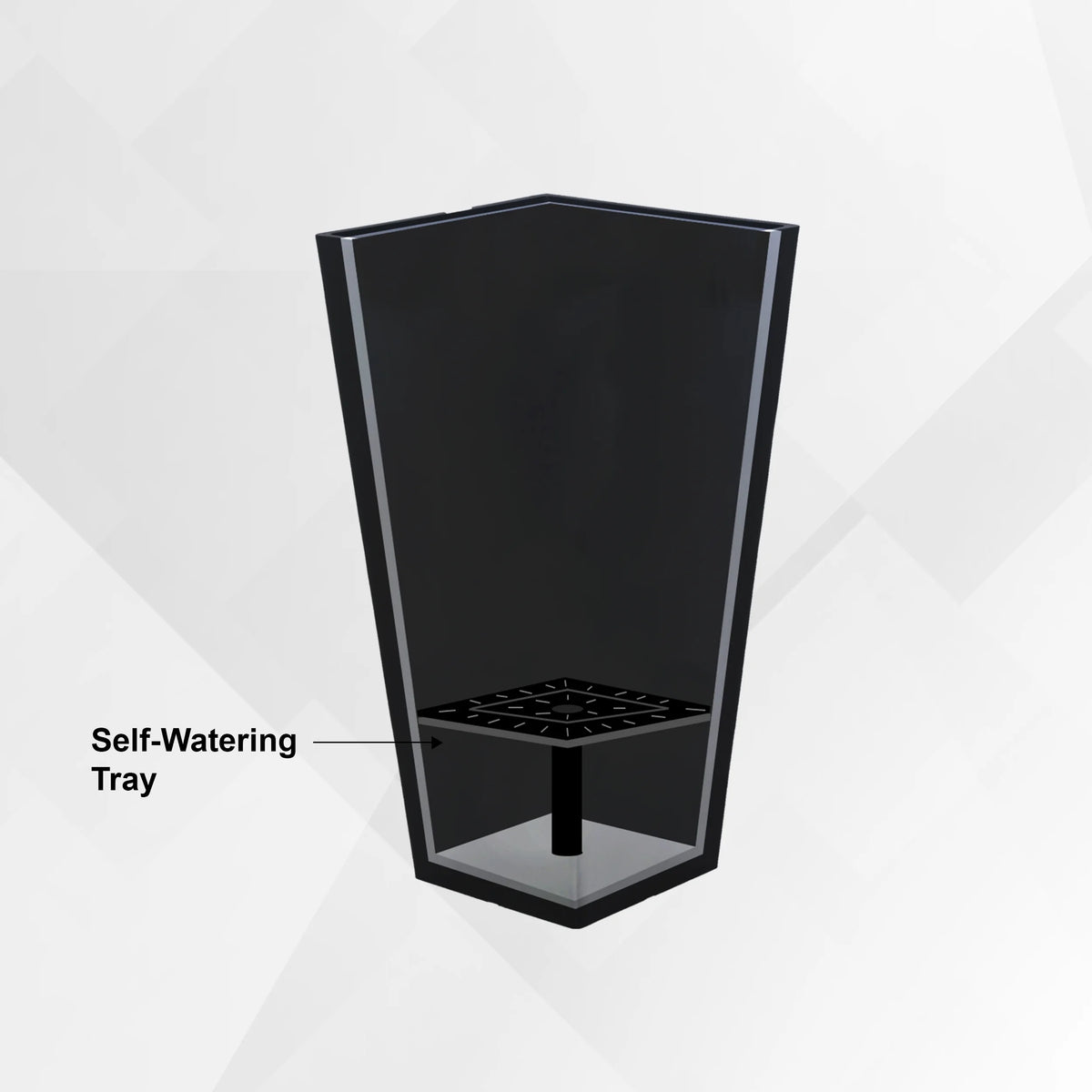 XBrand Modern 30-Inch Tall Square Planter, Modern Tapered Planter Perfect for Indoor & Outdoor Planter, Patio Décor, Black