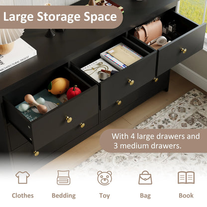 YouTrend 7 Drawer Dresser,White Dresser for Bedroom Drawer Organizer Storage Drawers,Wood Adult Storage Cabinet Living Room Hallway