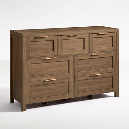 ARKANTOS Wooden 6 Drawer Double Dressers, Wide Chests of Drawers for Bedroom, Natural Oak