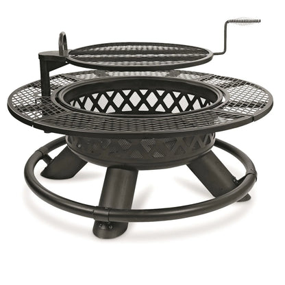 CASTLECREEK 47" Fire Pit BBQ Grill Outdoor Wood Burning Steel Log Firepit for Camping, Grilling, Smores, Yard, Cooking Outside, Barbecue, Bonfire