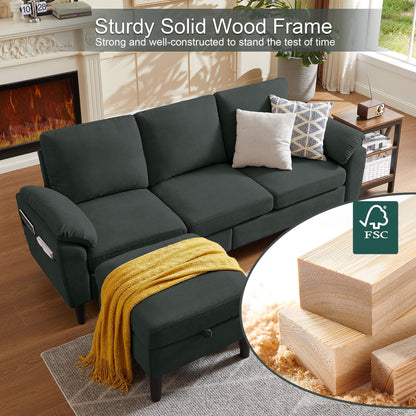 Pingliang Home Sectional Sofa Couch with Storage Ottoman,Modern 3 Seat L Shaped Sofa Couch for Living Room Apartment Studio Office