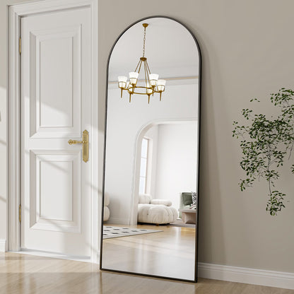 Anyrose 24"x65" Full Length Mirror with Arch-Top Standing Mirror Wall Mounted, Black