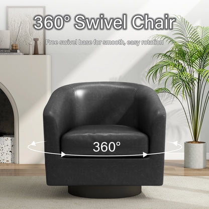 DREAMSIDEA Swivel Barrel Accent Chair for Living Room, Modern Upholstered Round Club Armchair-Cream