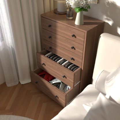 VEIKOUS Oversized 5-Drawer Dresser Chest, Large Storage Dresser for Bedroom Storage, Oak