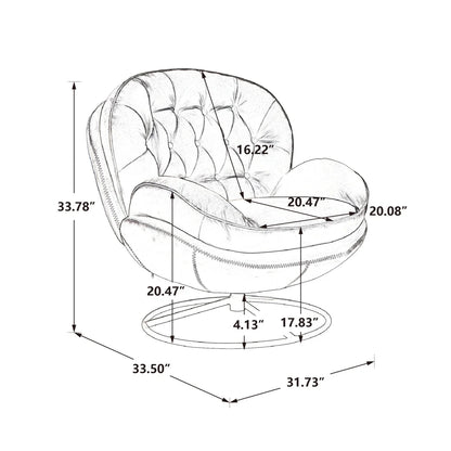 Velvet Swivel Accent Chair with Ottoman, Modern Chaise Lounge Chair with Metal Frame and Footstool, Comfy Armchair Reading Chair for Living Room Bedroom Office,Blue
