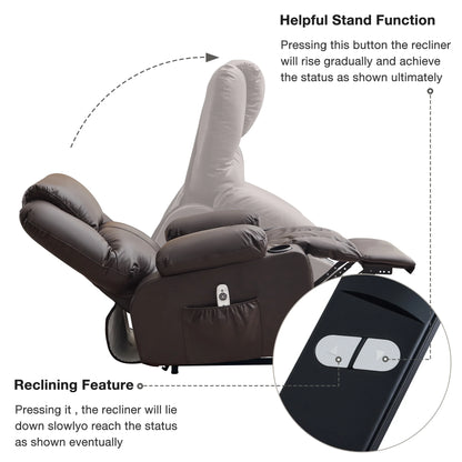JONPONY Power Lift Recliner Chair Recliners for Elderly with Heat and Massage Recliner Chair for Living Room with Infinite Position and Side Pocket,USB Charge Port,Black