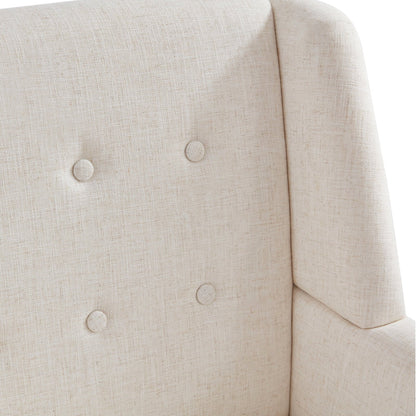 HUIMO  Accent Chair, Button-Tufted Upholstered  Living Room Chairs,  Mid Century Modern Comfy Reading Chairs for Bedroom, Living Room, Beige