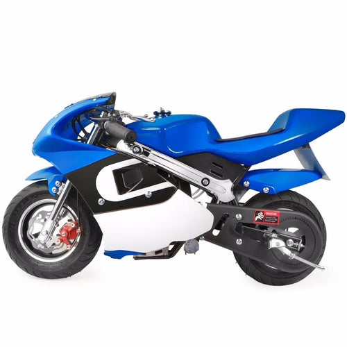 XtremepowerUS 40cc 4-Stroke Pocketbike, EPA Gas Motorbike for Kids, Dual Brake, Ride On Toy, Blue