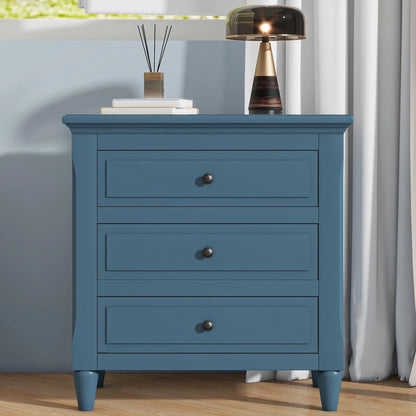 White Nightstand for Bedroom, Atumon Nightstand with 3 Drawers, Wood Bedside Table, Modern Nightstand Furniture for Bedroom, 28"L x 16.9"W x 28"H