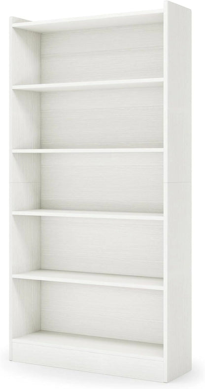 LL 72-inch Tall Bookcase, Modern 6-Tier White Library Bookshelf with Storage Shelves, Large Open Bookcases Wood Display Shelving Unit for Bedroom Living Room Office