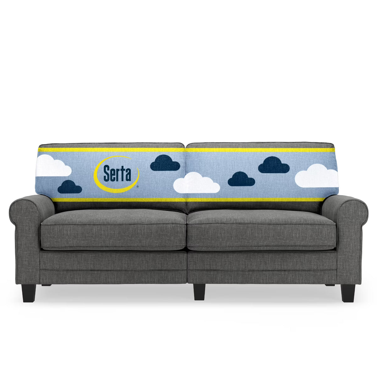 Serta Copenhagen 78" Rolled Arm Sofa with Removable Covers Dark Brown