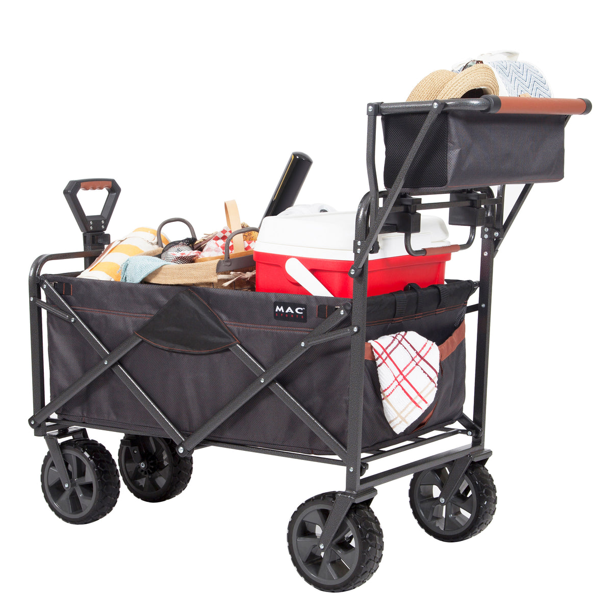 Mac Sports Deluxe Push Pull Folding Wagon with Brakes