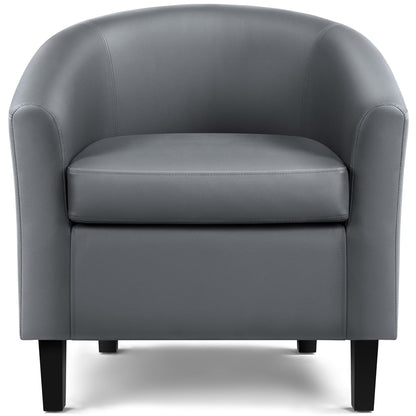 Renwick Faux Leather Barrel Accent Chair for Living Room, Set of 2, Black