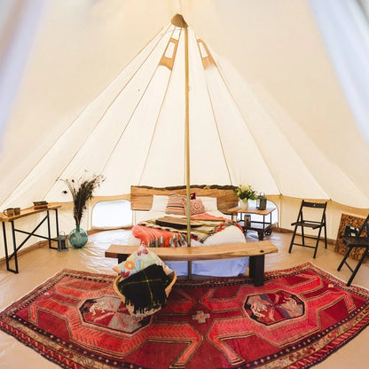 Outdoor Waterproof Family Camping Cotton Canvas Bell Tent Luxury Glamping Yurt Diameter 4M (13.1FT)