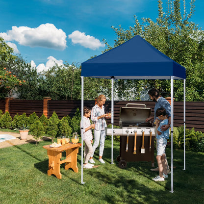 EAGLE PEAK 5x5 Pop Up Canopy Tent Instant Outdoor Canopy Easy Set-up Straight Leg Folding Shelter（Blue）