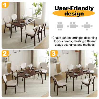 5-Piece Wooden Kitchen Table and Chair Set, Dinette Sets with 1 Rectangular Table and 4 Upholstered Chairs, Space-Saving Dining Table Set for 4, Natural