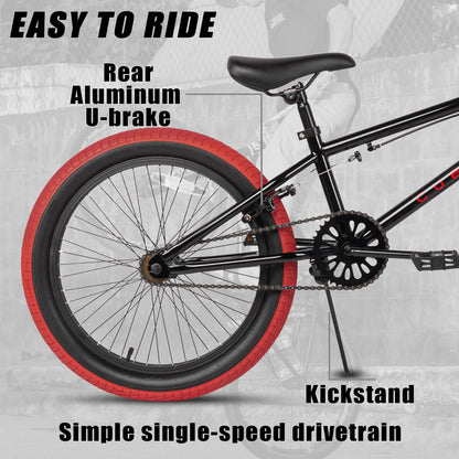 cubsala 20 in Freestyle BMX Kids Bike for Age 6-14 Years Old Boys Girls , Black & Green