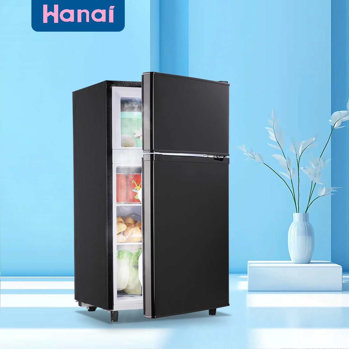 WANAI 3.5 Cubic feet Small Refrigerator with Freezer on Top Double Door Mini Fridge New White