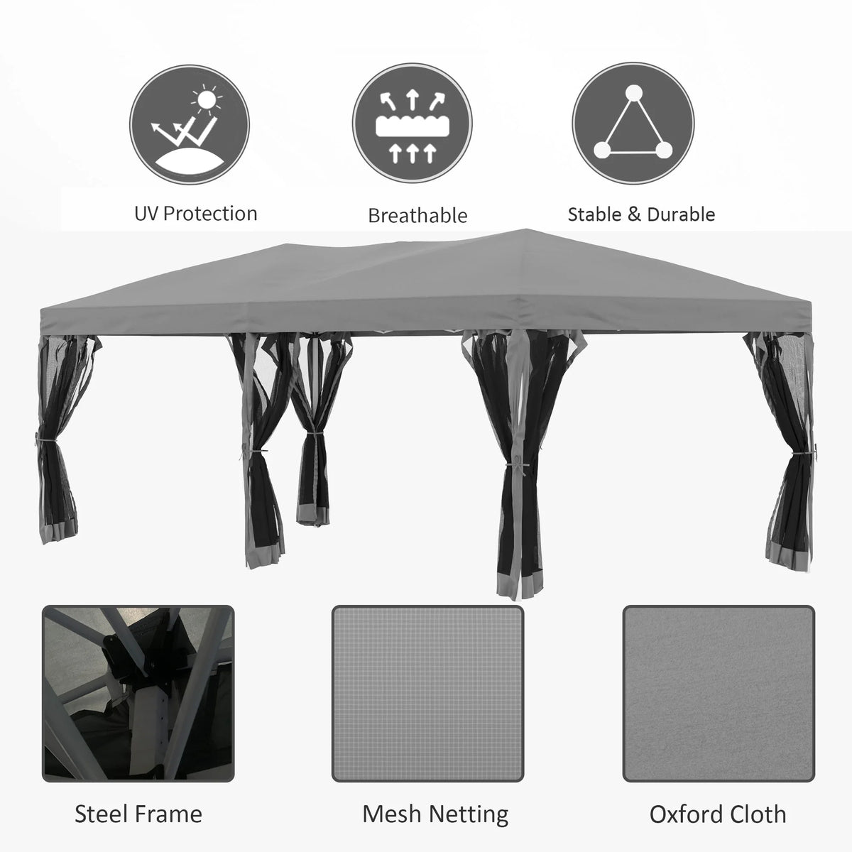 Outsunny 10' x 20' Pop Up Canopy Tent with Netting, Heavy Duty Large Party Tent, Instant Sun Shelter with Carry Bag for Backyard Garden Patio, Beige