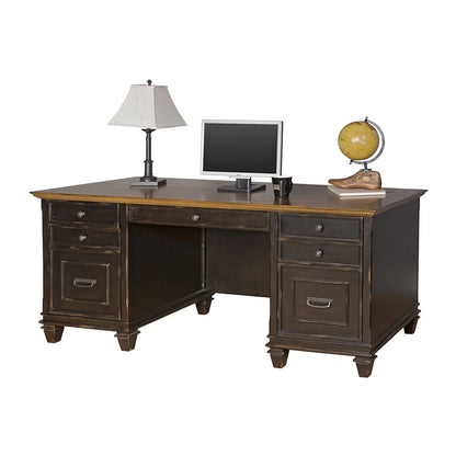 Martin Furniture Hartford White Wood Double Pedestal Desk Executive Desk
