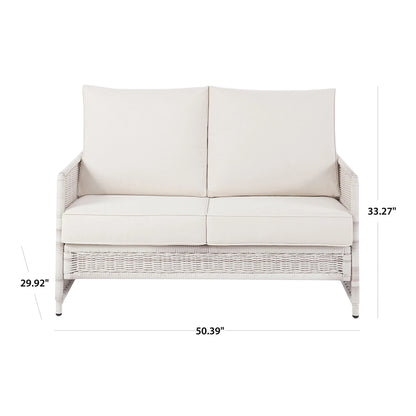 Better Homes & Gardens Paige 1 Piece Wicker Outdoor Loveseat with Cushions, White