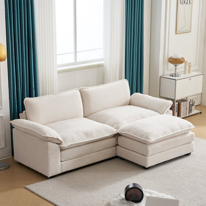Zimtown Sectional Sofa with Ottoman, L Shaped Convertible Couch with Removable Chaise Chenille Fabric Sofa Set for 4-6 Persons Living Room Furniture Dark Grey