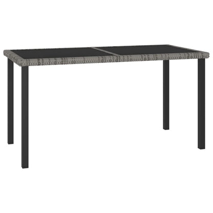 vidaXL Outdoor Dining Table Garden Porch Patio Table with Glass Top PE Rattan