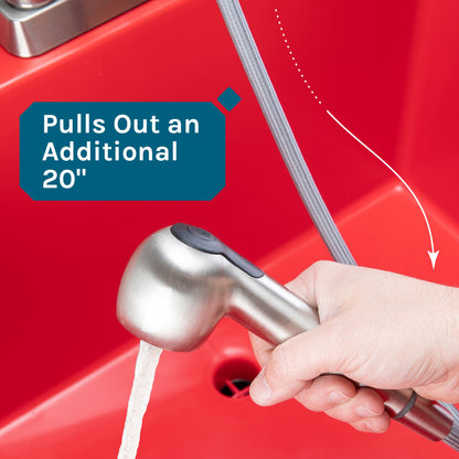 Tehila Utility Sink with Stainless Finish Pull-Out Faucet 19 Gallon - Red