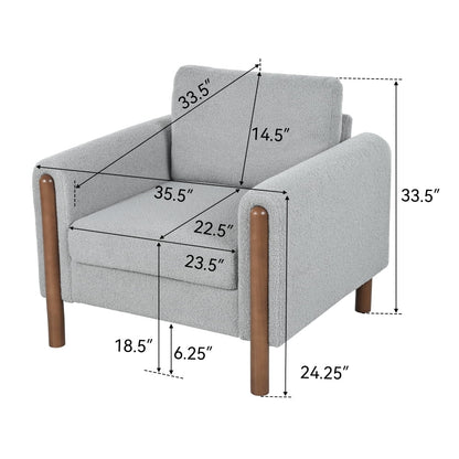 Oversized Accent Chair, Upholstered Living Room Chairs Single Sofa Chair with Walnut Legs, Curved handrail, Green