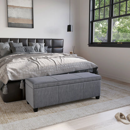 BELLEZE Storage Ottoman Bench Footstool - Amherst (Beige)