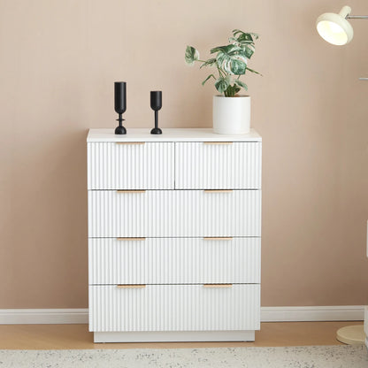 UBesGoo Dresser for Bedroom Wood 4 Drawers Dressers, Fluted Modern Dresser, White