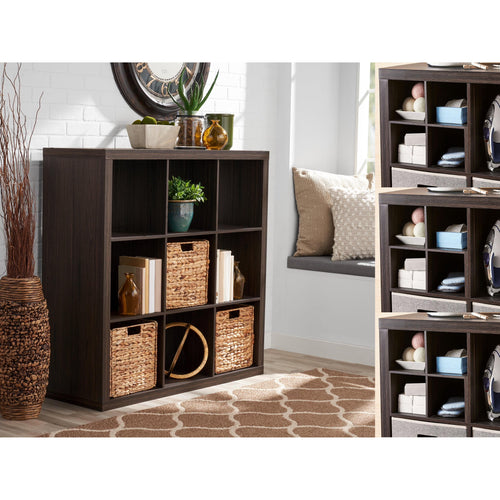 Better Homes & Gardens 9 Cube and 3 Better Homes & Gardens Quad Inserts Bundle-Tobacco Oak