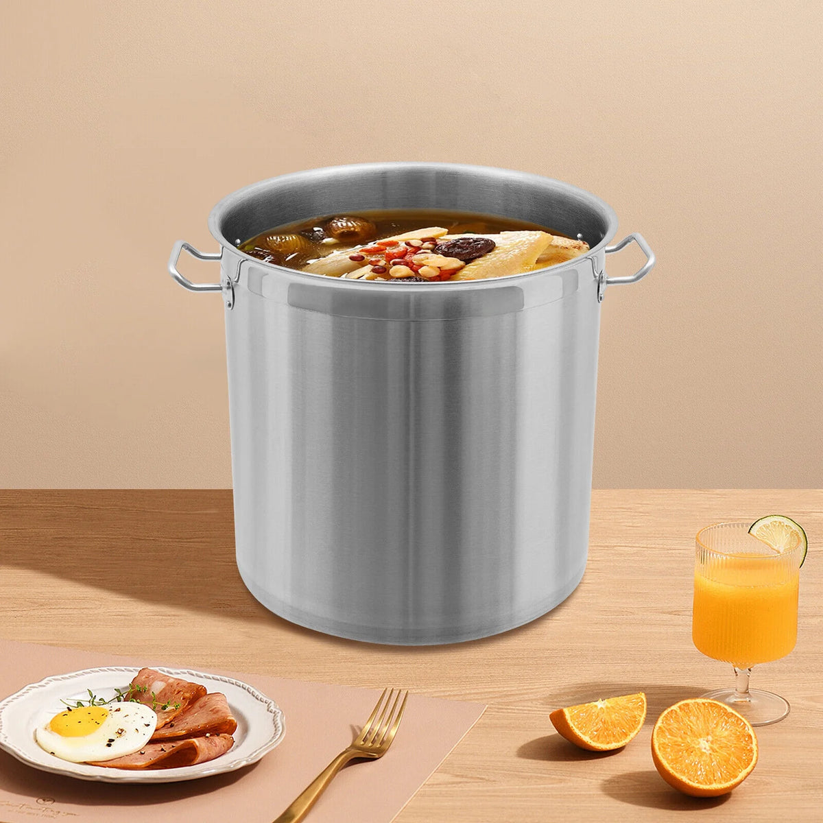 33/52 Quart Stock Pot Stainless Steel Large Kitchen Soup Big Cooking Restaurant for Hotels, Restaurants, Homes
