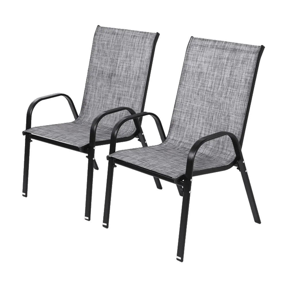 4 Piece Patio Chairs, Outdoor Camping Chairs with Breathable Textilene Fabric, Set of 2 Garden Chairs with Armrest High Backrest for Garden Patio Pool Beach Yard Space Saving ( Brown)