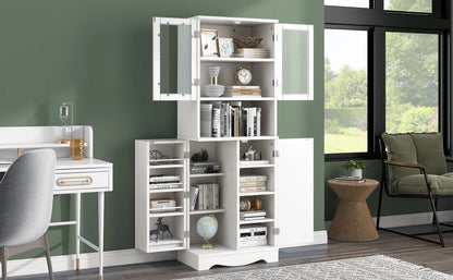 Bellemave White Tall Storage Cabinet with Adjustable Shelf Bathroom Cabinet with 1 Drawer and Storage Rack Large Freestanding Wood Cabinet Storage Organizer Floor Cabinet, White