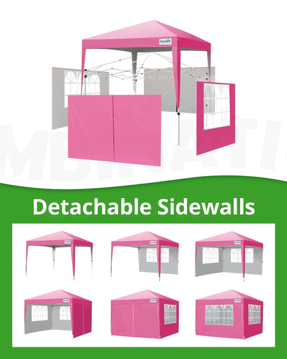 Quictent 10'x10' Pop up Canopy Tent with Sidewalls Instant Outdoor Gazebo Easy Party Tent Enclosed Waterproof, Easy Set up (Pink)