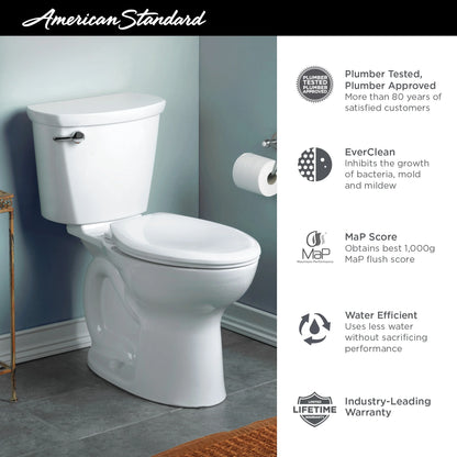 American Standard Cadet Pro Compact Tall Height 14 in. Rough-In 2-Piece 1.6 GPF Single Flush Elongated Toilet in White, Seat Not Included