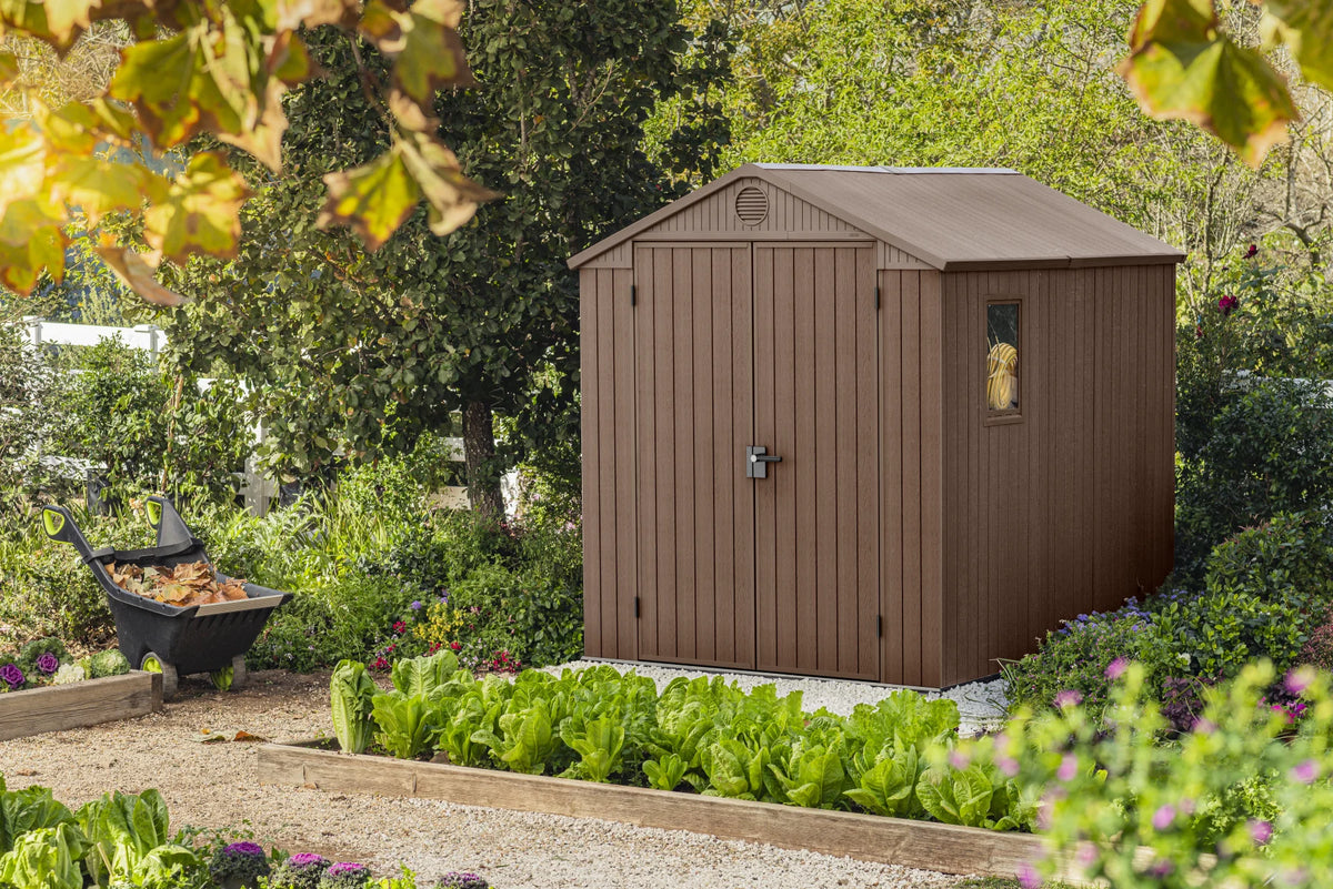 Keter Outdoor Storage Shed, Durable Resin, Compact & Portable, Store-It-Out Darwin, Grey