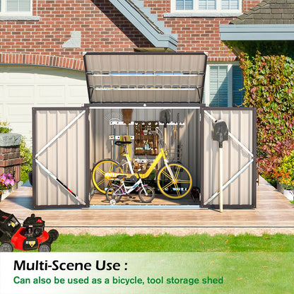 AECOJOY 46 Cu ft. Outdoor Horizontal Storage Shed Wastebasket Enclosure Container Metal Garbarge Shed in White
