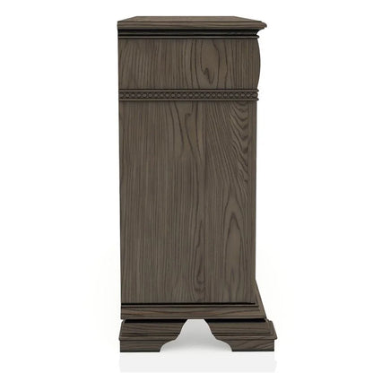 FOA Charo 6pc Gray Wood Bedroom Set-King Nightstands??����?��?