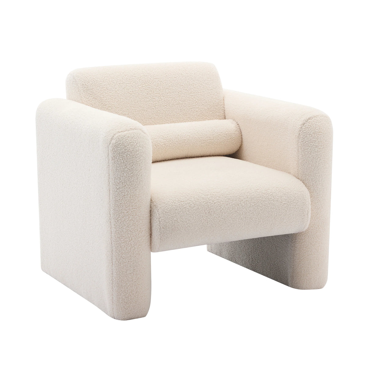 Euroco Modern Accent Chair Lambskin Sherpa Fabric Upholstered Comfy Reading Arm Chair Soft Padded Armchair with Back and Pillow,Burnt Orange