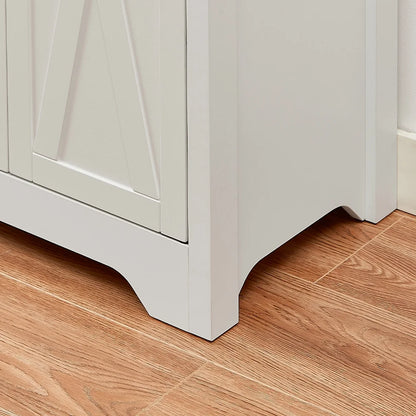 TrumanPick 61"H Large Buffet Sideboard Cabinet, TV Cabinet, Kitchen Pantry for Dining Room, Living Room, 61.3''L x 15''W x 29.8''H, White/Walnut