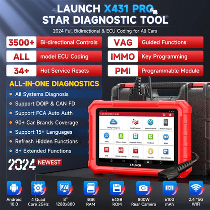 LAUNCH X-431 Pro Star Bidirectional Scan Tool, 37+ Resets, All System Diagnostic Scanner All in One OBD2 Scanner with CANFD, DOIP, FCA Autoauth Diagnosis Scan Tool 2 Year Update